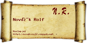 Novák Rolf névjegykártya